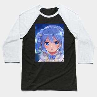 Blue eye  Anime Girl Baseball T-Shirt